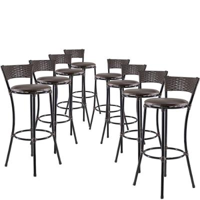 Jogo Com 8 Banquetas Alta Forts Marrom Floral, Fibra Uv Bancada, área Goumert, Bar, Piscina, Balcão