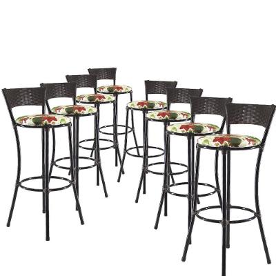 Jogo Com 8 Banquetas Alta Forts Vermelho Floral, Fibra Uv Bancada, área Goumert, Bar, Piscina, Balcão