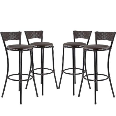 Kit Com 4 Banquetas Alta Forts Marrom Floral, Fibra Uv Bancada, área Goumert, Bar, Piscina, Balcão