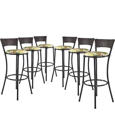 Kit 6 Banquetas Alta Forts Fibra Uv Bancada, área Goumert, Bar, Piscina, Balcão, Floral Verde