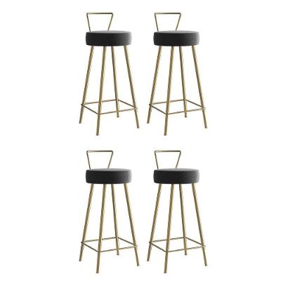 Kit 04 Banqueta Alta Tais Eiffel Cozinha Bar Bistrô Ferro Dourado Suede Cinza - Ahazzo Móveis
