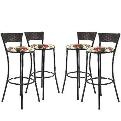 Kit 4 Banquetas Alta Forts Fibra Uv Bancada, área Goumert, Bar, Piscina, Balcão, Floral Vermelho