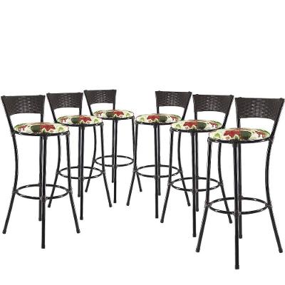 Kit Com 6 Banquetas Alta Forts Fibra Uv Bancada, área Goumert, Bar, Piscina, Balcão, Vermelho Floral
