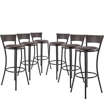 Kit Com 6 Banquetas Alta Forts Fibra Uv Bancada, área Goumert, Bar, Piscina, Balcão, Marrom Floral