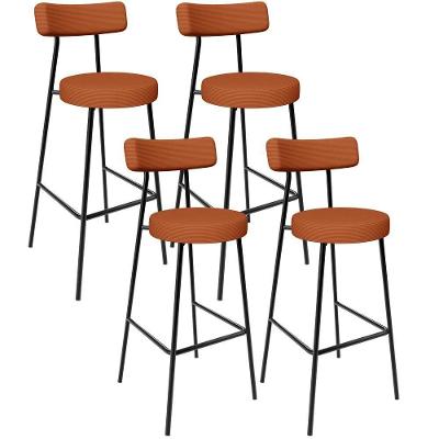 Kit 04 Banquetas Alta Bar Cozinha Sala De Jantar Em Aço Milão L02 Tecido Terracota