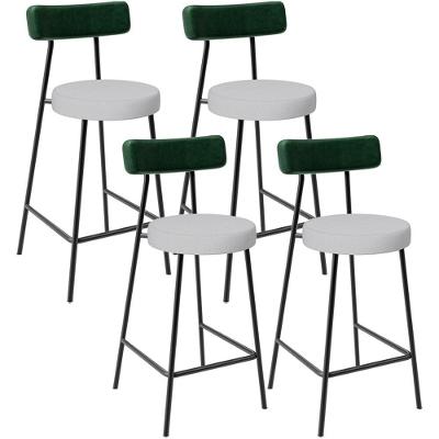 Kit 04 Banquetas Baixa Bar Cozinha E Sala De Jantar Milão L02 Facto Verde Linho Cinza