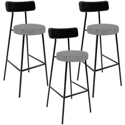 Kit 03 Banquetas Alta Cozinha Sala Jantar Em Aço Milão L02 Couríssimo Preto Pied Poule