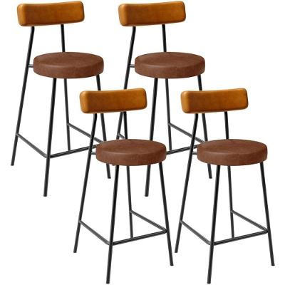 Kit 04 Banquetas Baixa Cozinha Sala Jantar Bancada Milão L02 Couríssimo Whisky Marrom