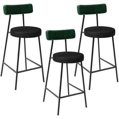 Kit 03 Banquetas Baixa Bar Cozinha Sala De Jantar Milão L02 Facto Verde Musgo Preto