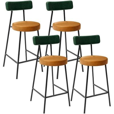 Kit 04 Banquetas Baixa Cozinha Sala Jantar Bancada Milão L02 Facto Verde Couríssimo Whisky