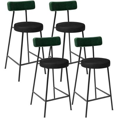 Kit 04 Banquetas Baixa Bar Cozinha Sala De Jantar Milão L02 Facto Verde Musgo Preto