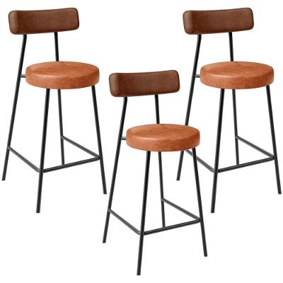 Kit 03 Banquetas Baixa Cozinha Sala Jantar Bancada Milão L02 Couríssimo Marrom Camel