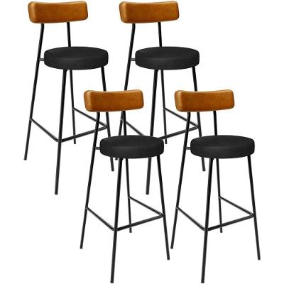 Kit 04 Banquetas Alta Bar Cozinha Sala De Jantar Milão L02 Couríssimo Whisky Preto