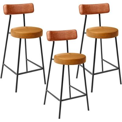 Kit 03 Banquetas Baixa Cozinha Sala Jantar Bancada Milão L02 Couríssimo Camel Whisky
