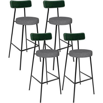 Kit 04 Banquetas Alta Bar Cozinha Sala Jantar Milão L02 Facto Verde Linho Cinza Escuro