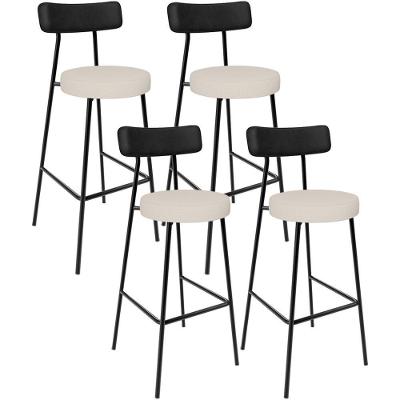 Kit 04 Banquetas Alta Bar Cozinha Sala De Jantar Milão L02 Couríssimo Preto Linho Cru