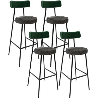 Kit 04 Banquetas Alta Bar Cozinha Sala Jantar Milão L02 Facto Verde Musgo Linho Chumbo