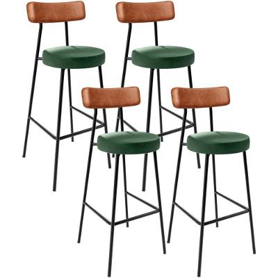 Kit 04 Banquetas Alta Bar Cozinha Sala Jantar Milão L02 Couríssimo Camel Facto Verde