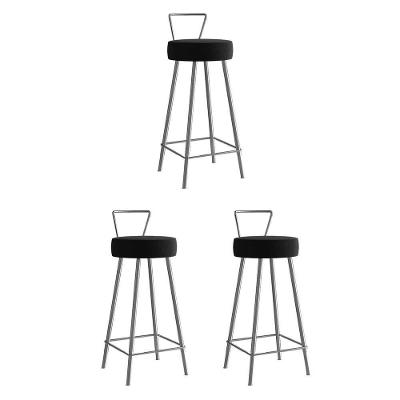 Kit 03 Banqueta Alta Tais Eiffel Cozinha Bar Bistrô Ferro Cinza Sintético Preto - Ahazzo Móveis