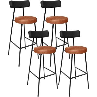 Kit 04 Banquetas Alta Bar Cozinha Sala De Jantar Milão L02 Couríssimo Preto Camel
