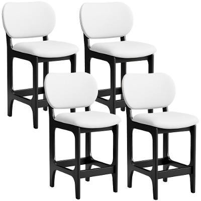 Kit 04 Banquetas Baixa Bar Cozinha E Sala De Jantar Fixa Betta L02 Preto Facto Branco