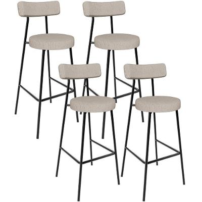 Kit 04 Banquetas Alta Bar Cozinha Sala De Jantar Em Aço Milão L02 Linho Bege