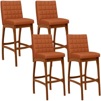 Kit 04 Banquetas Altas Para Cozinha Sala De Jantar Fixa Mila L02 Tecido Terracota