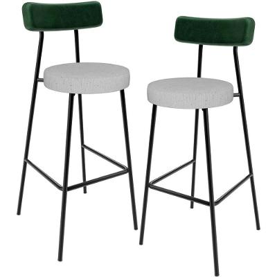 Kit 02 Banquetas Alta Cozinha Bar Sala De Jantar Milão L02 Facto Verde Musgo Linho Cinza