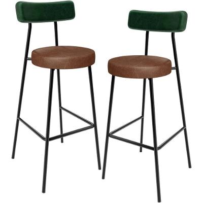 Kit 02 Banquetas Alta Cozinha Sala De Jantar Milão L02 Facto Verde Couríssimo Marrom