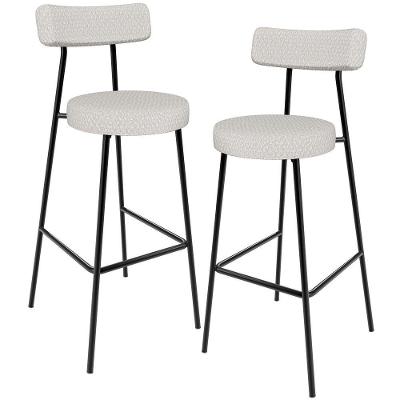 Kit 02 Banquetas Alta Cozinha Bar Sala Jantar Estrutura Em Aço Milão L02 Bouclê Cru