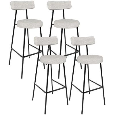 Kit 04 Banquetas Altas Bar Cozinha Sala De Jantar Em Aço Milão L02 Bouclê Cru