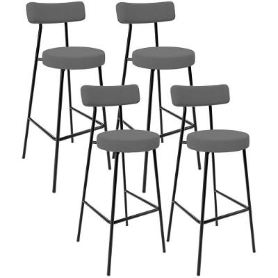 Kit 04 Banquetas Altas Bar Cozinha Sala De Jantar Em Aço Milão L02 Suede Cinza