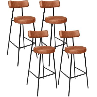 Kit 04 Banquetas Altas Bar Cozinha Sala De Jantar Em Aço Milão L02 Couríssimo Camel