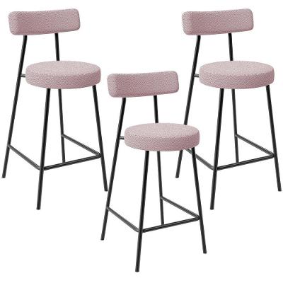 Kit 03 Banquetas Baixa Para Cozinha Sala De Jantar Bar Bancada Milão L02 Bouclê Rosê