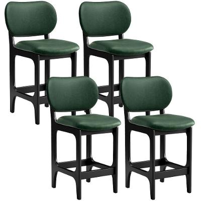 Kit 04 Banquetas Baixa Bar Cozinha E Sala De Jantar Fixa Betta Preto Facto Verde Musgo