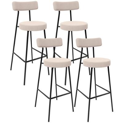 Kit 04 Banquetas Altas Bar Cozinha Sala De Jantar Em Aço Milão L02 Suede Bege