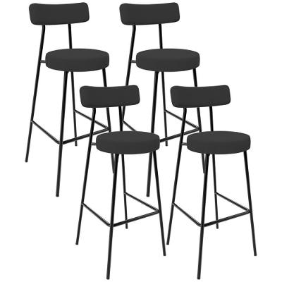 Kit 04 Banquetas Altas Bar Cozinha Sala De Jantar Em Aço Milão L02 Suede Preto
