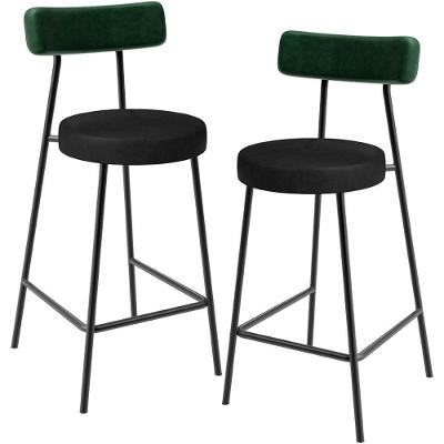 Kit 02 Banquetas Baixa Bar Cozinha Sala De Jantar Milão L02 Facto Verde Musgo Preto