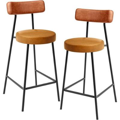 Kit 02 Banquetas Baixa Cozinha Sala Jantar Bancada Milão L02 Couríssimo Camel Whisky