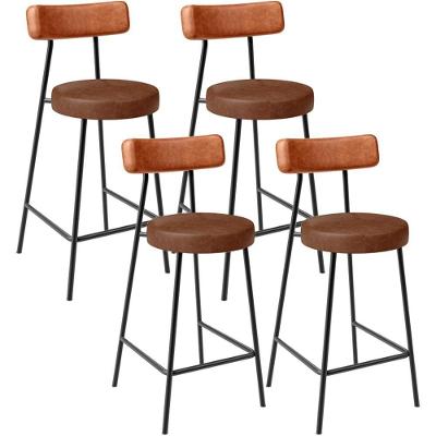 Kit 04 Banquetas Baixa Cozinha Sala Jantar Bancada Milão L02 Couríssimo Camel Marrom