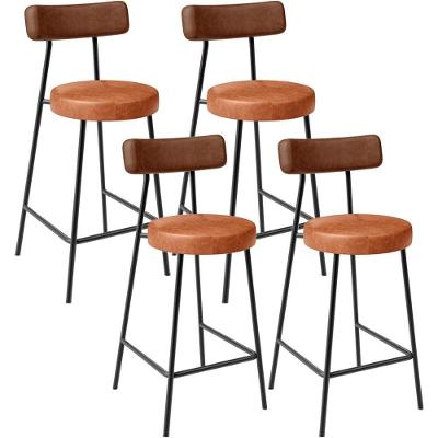 Kit 04 Banquetas Baixa Cozinha Sala Jantar Bancada Milão L02 Couríssimo Marrom Camel