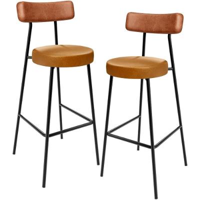 Kit 02 Banquetas Alta Bar Cozinha Sala De Jantar Milão L02 Couríssimo Camel Whisky