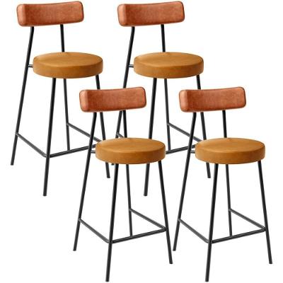 Kit 04 Banquetas Baixa Cozinha Sala Jantar Bancada Milão L02 Couríssimo Camel Whisky