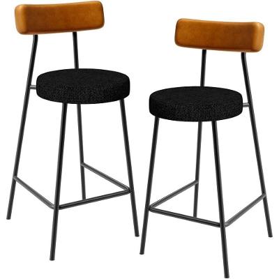 Kit 02 Banquetas Baixa Cozinha Sala Jantar Bancada Milão L02 Couríssimo Whisky Chumbo