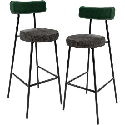 Kit 02 Banquetas Alta Bar Cozinha Sala De Jantar Milão L02 Facto Verde Linho Chumbo