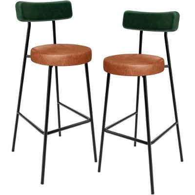 Kit 02 Banquetas Alta Bar Cozinha Sala Jantar Milão L02 Facto Verde Couríssimo Camel
