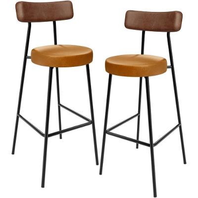 Kit 02 Banquetas Alta Bar Cozinha Sala De Jantar Milão L02 Couríssimo Marrom Whisky