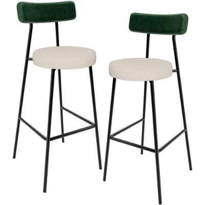 Kit 02 Banquetas Alta Bar Cozinha Sala De Jantar Milão L02 Facto Verde Musgo Linho Cru