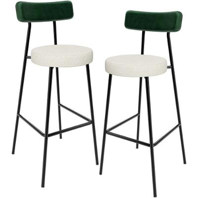 Kit 02 Banquetas Alta Bar Cozinha Sala De Jantar Milão L02 Facto Verde Linho Champagne
