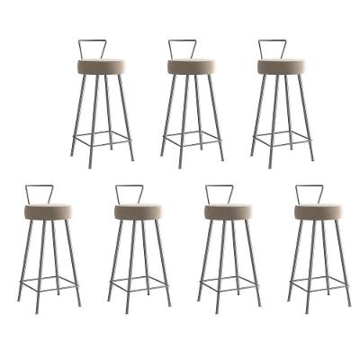 Kit 07 Banqueta Alta Tais Eiffel Cozinha Bar Bistrô Ferro Cinza Suede Bege - Ahazzo Móveis